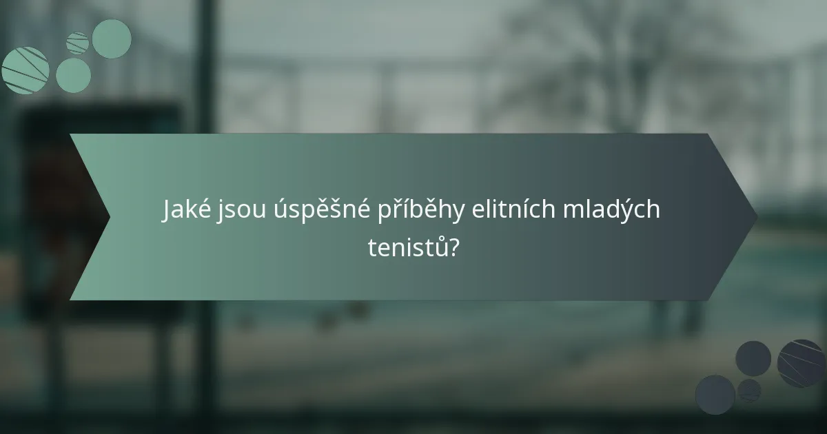 Jaké jsou úspěšné příběhy elitních mladých tenistů?
