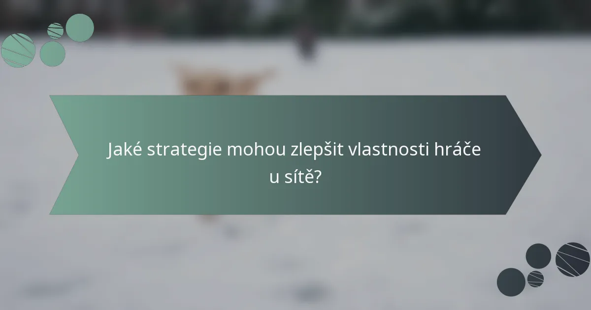 Jaké strategie mohou zlepšit vlastnosti hráče u sítě?