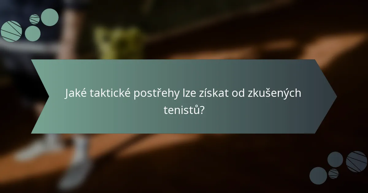 Jaké taktické postřehy lze získat od zkušených tenistů?