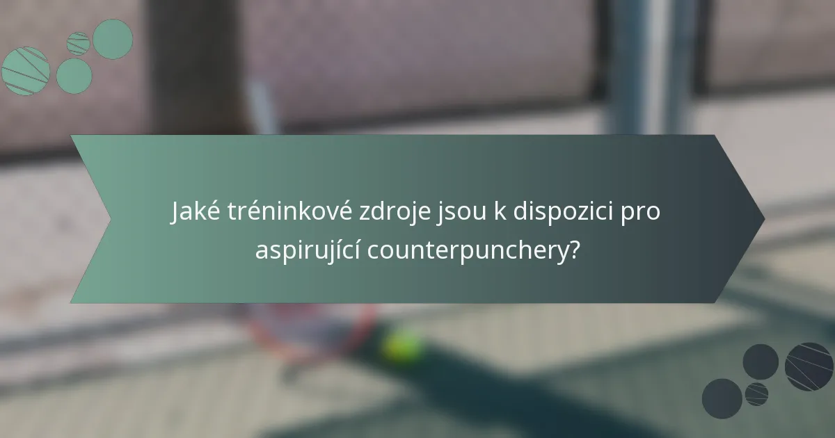 Jaké tréninkové zdroje jsou k dispozici pro aspirující counterpunchery?