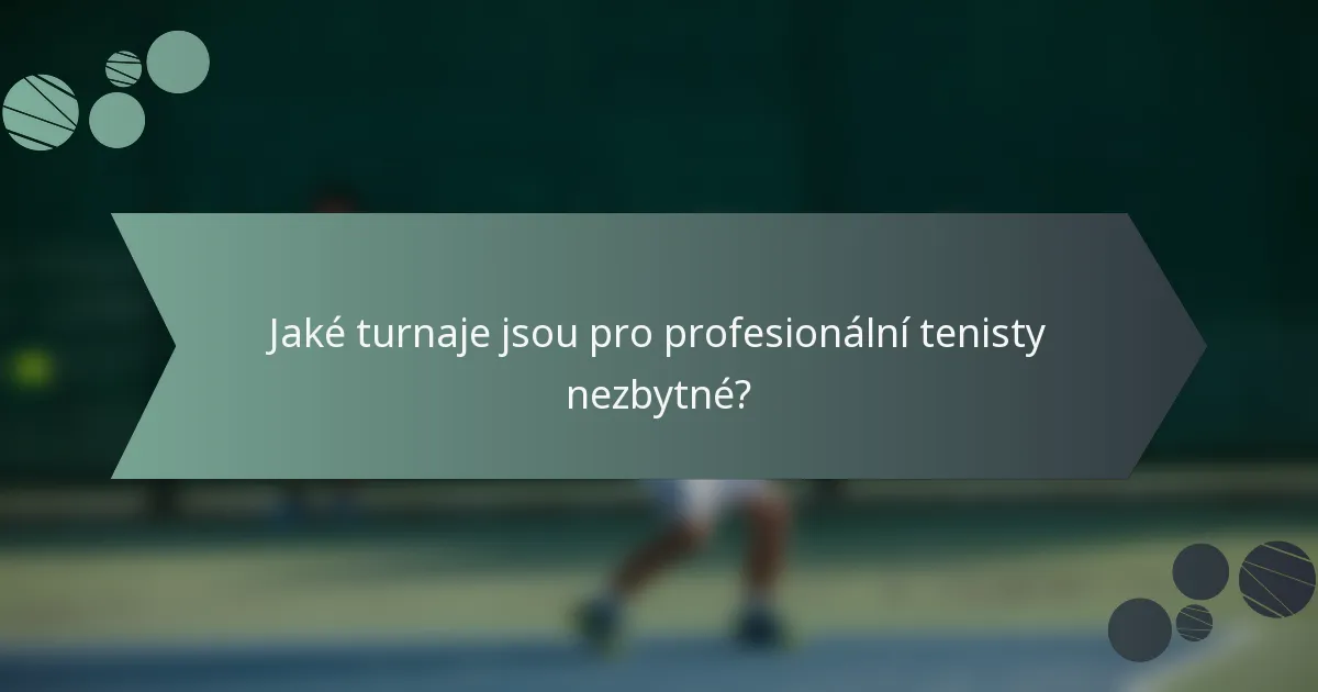 Jaké turnaje jsou pro profesionální tenisty nezbytné?